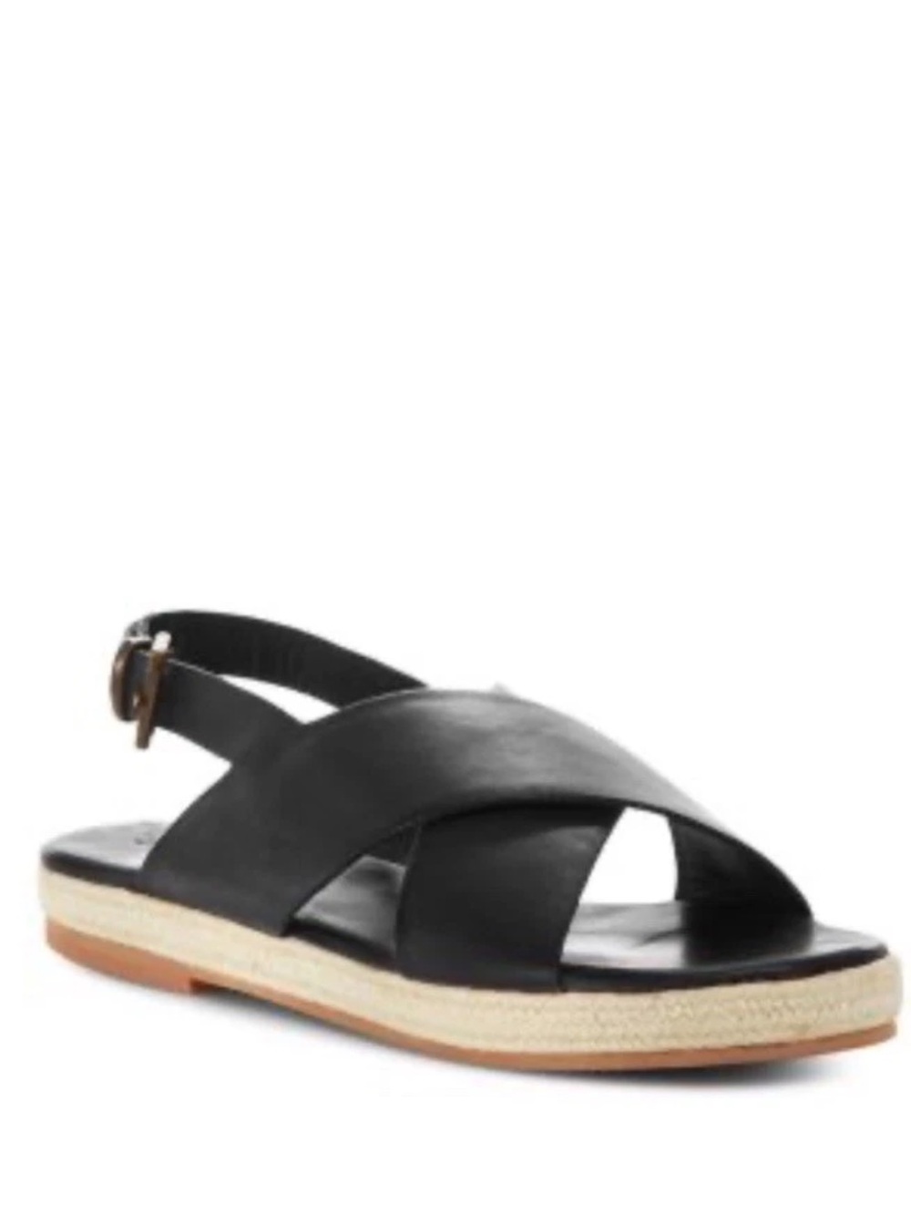 St agni basque 8 Women's Black Leather Crisscross Slingback Sandal